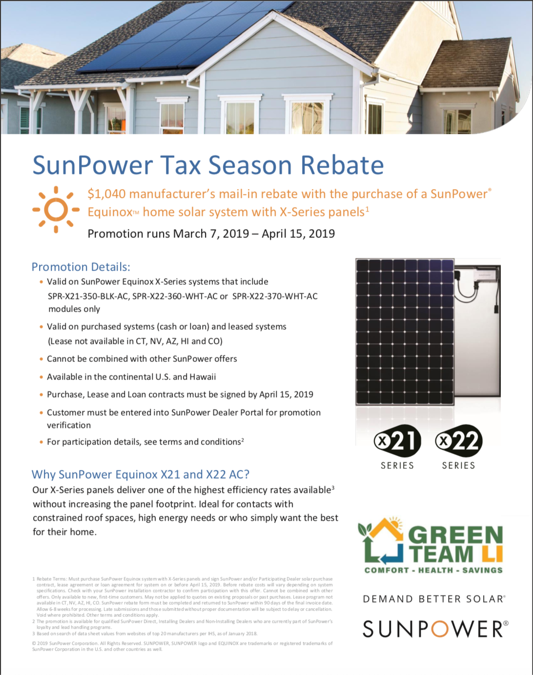 SunPower 1040 | Green Team LI Rebates and Promotions